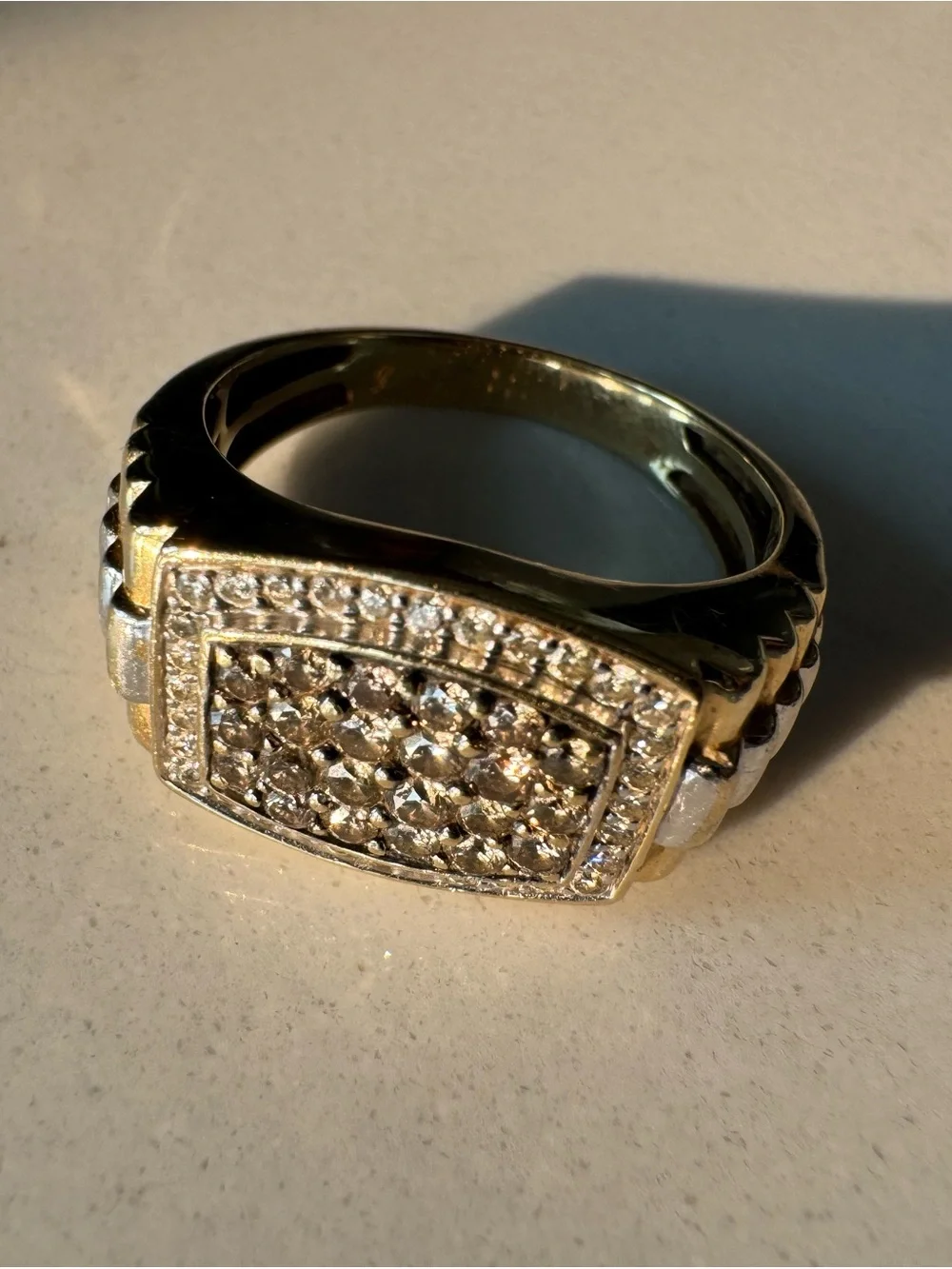 Zales Men's 1 CTW Natural Diamond Ring 1OK Yellow Gold Brown White Sz 11.75